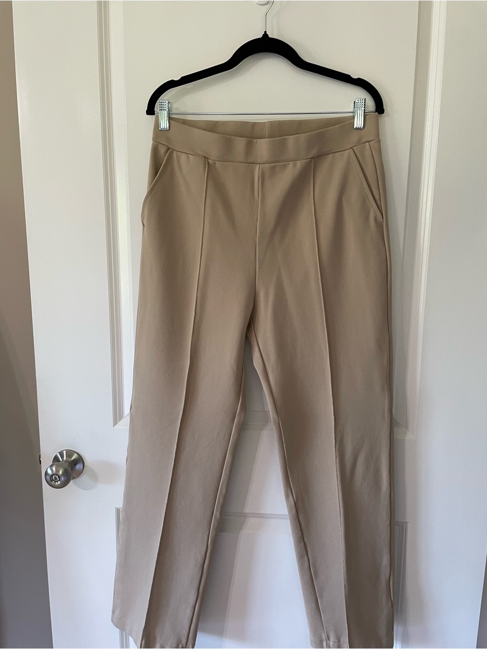 Women's High-Rise Tailored Trousers in Light Taupe